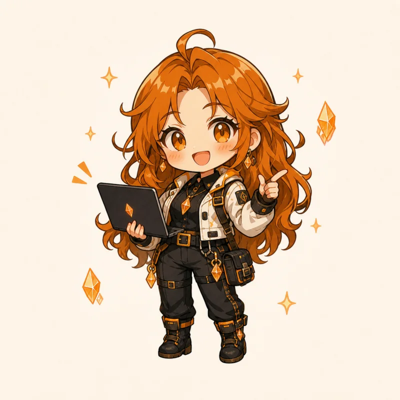 Chibi Amber pointing readers toward the latest stories